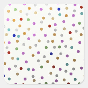 Sticker Carré Motif de points coloré à la mode