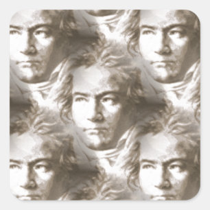 Sticker Carré Motif de portrait Beethoven