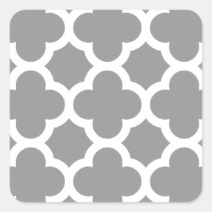 Sticker Carré Motif de quatrefoil gris marocain