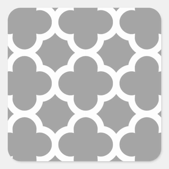 Sticker Carré Motif de quatrefoil gris marocain (Devant)