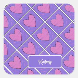 Sticker Carré Motif de quilt appliqué cœur