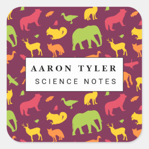 Sticker Carré motif de silhouette animale colorée