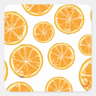 Sticker Carré Motif de style vintage de tranches d'orange.