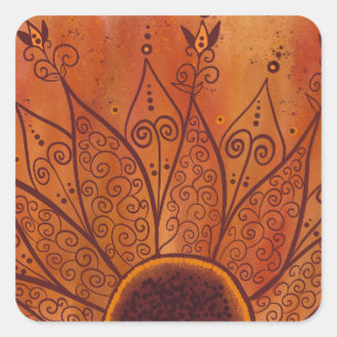 Sticker Carré Motif de tournesol Abstrait