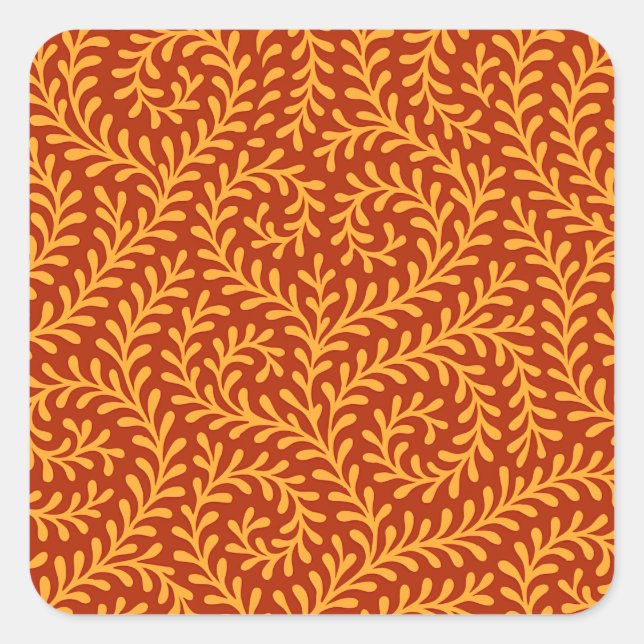 Sticker Carré Motif de vigne feuillue jaune doré  (Devant)