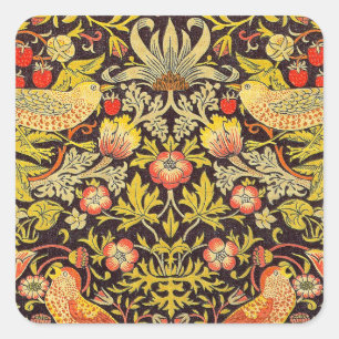 Sticker Carré Motif de voleur de fraise de William Morris