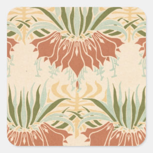 Sticker Carré motif décoratif fleuri art nouveau