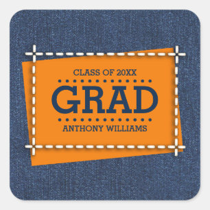Sticker Carré Motif Denim - Graduation personnalisée
