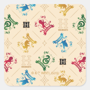 Sticker Carré Motif des crêtes de maison Ornate HOGWARTS™