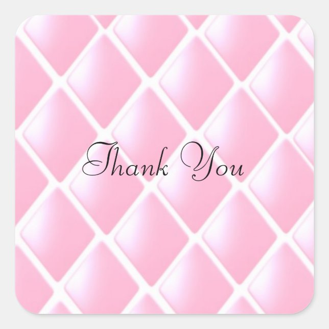 Sticker Carré Motif diamant matelassé rose (Devant)