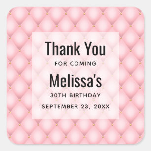 Sticker Carré Motif Diamond Tufted Rose de luxe Anniversaire