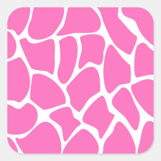 Sticker Carré Motif d'impression Giraffe en rose vif.