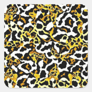 Sticker Carré Motif d'impression Leopard et Zebra Fur