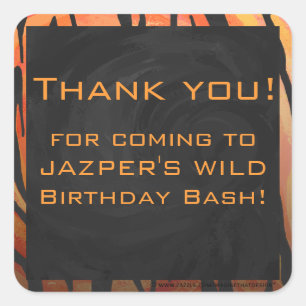 Sticker Carré Motif d'impression monogramme Tiger chaud orange e