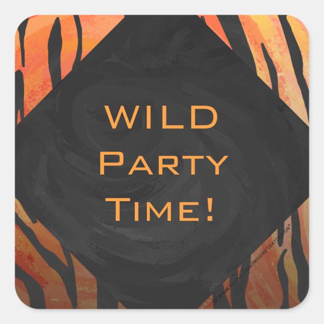 Sticker Carré Motif d'impression monogramme Tiger chaud orange e (Devant)