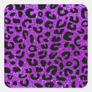 Sticker Carré Motif d'impression Neon purple cheetah