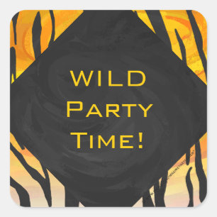 Sticker Carré Motif d'impression noir et orange