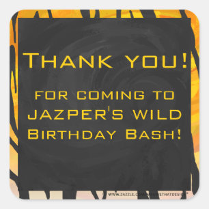 Sticker Carré Motif d'impression noir et orange