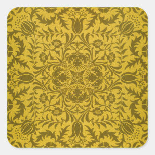 Sticker Carré Motif doré jaune vigne sans couture de William Mor