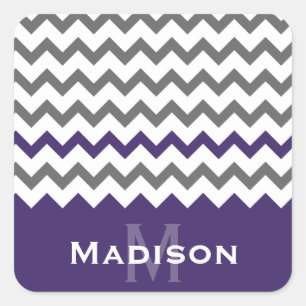 Sticker Carré Motif élégant violet et gris Chevron