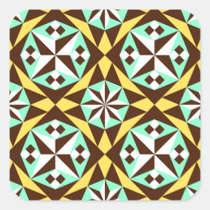 Sticker Carré Motif en carreaux de Barcelone en jaune, marron et