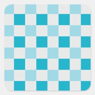 Sticker Carré Motif en damier blanc et bleu
