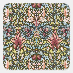 Sticker Carré Motif floral à tête de serpent de William Morris