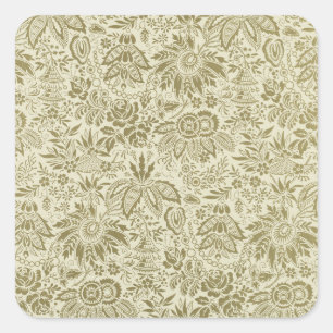 Sticker Carré Motif floral Antique Damask Paisley