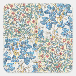 Sticker Carré Motif floral de géranium sauvage Art nouveau vinta
