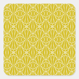 Sticker Carré Motif floral élégant avec feuilles rouges et bleue