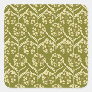 Sticker Carré Motif floral moderne : Fleurs d'ombelle blanches