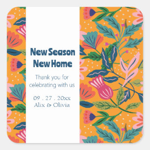 Sticker Carré Motif floral tropical moderne