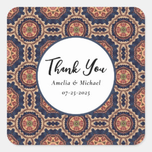 Sticker Carré Motif Flower and Star Shapes - Mariage