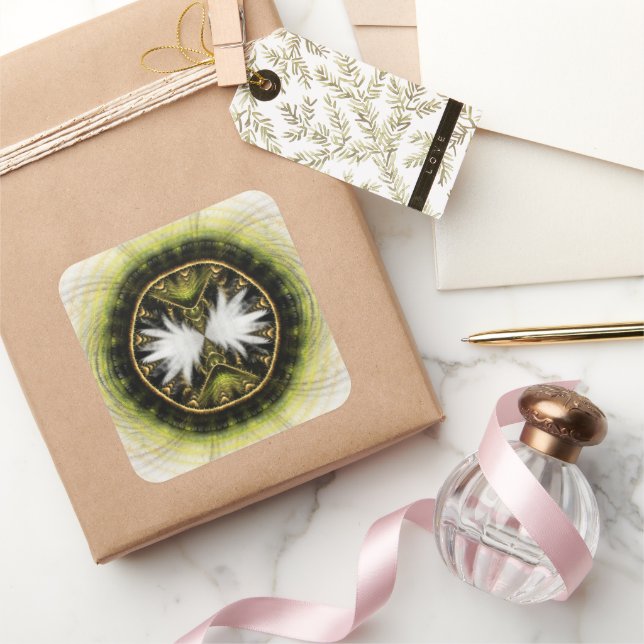 Sticker Carré Motif fractal mystique magique (Cadeaux)