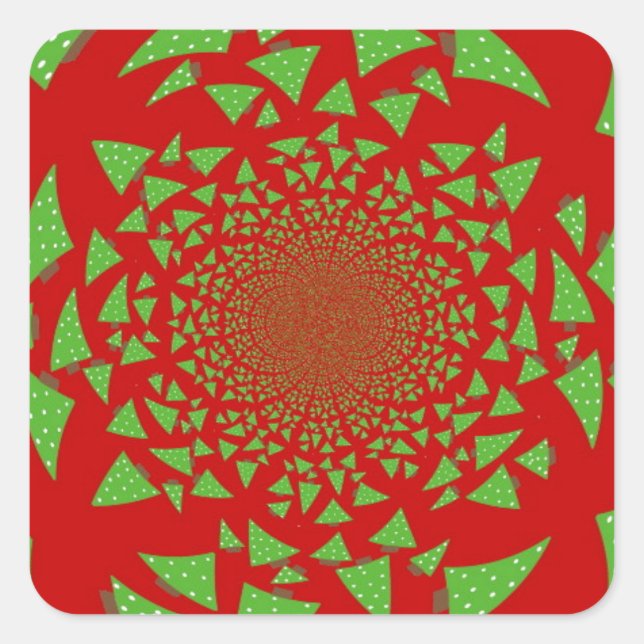 Sticker Carré Motif fractal rouge et vert (Devant)