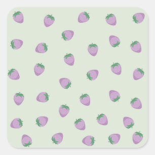 Sticker Carré Motif Fraises Violettes