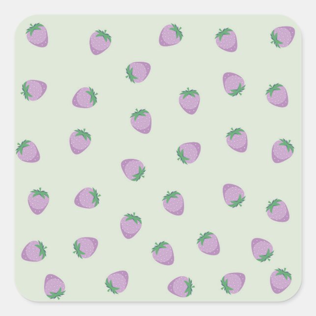 Sticker Carré Motif Fraises Violettes (Devant)