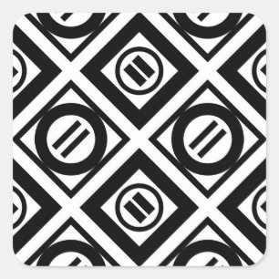 Sticker Carré Motif géométrique de signe d'égalité noir sur le