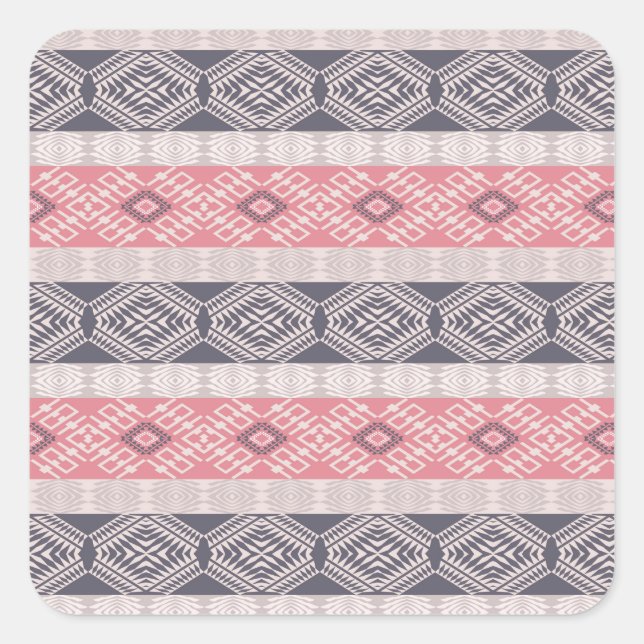 Sticker Carré Motif géométrique de style boho ethnique. (Devant)