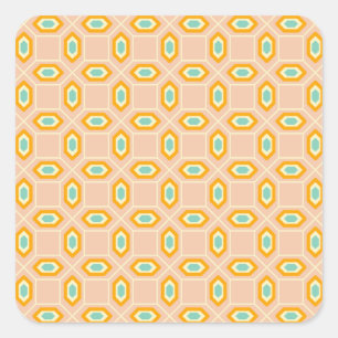 Sticker Carré Motif géométrique en forme de diamant bleu et oran