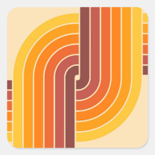 Sticker Carré motif géométrique les années 70 style Vintage rétr