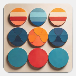 Sticker Carré Motif géométrique moderne du milieu du siècle