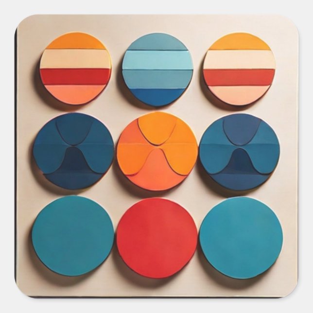 Sticker Carré Motif géométrique moderne du milieu du siècle (Devant)