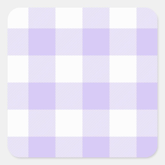 Sticker Carré Motif Gingham Violet Pastel (Devant)