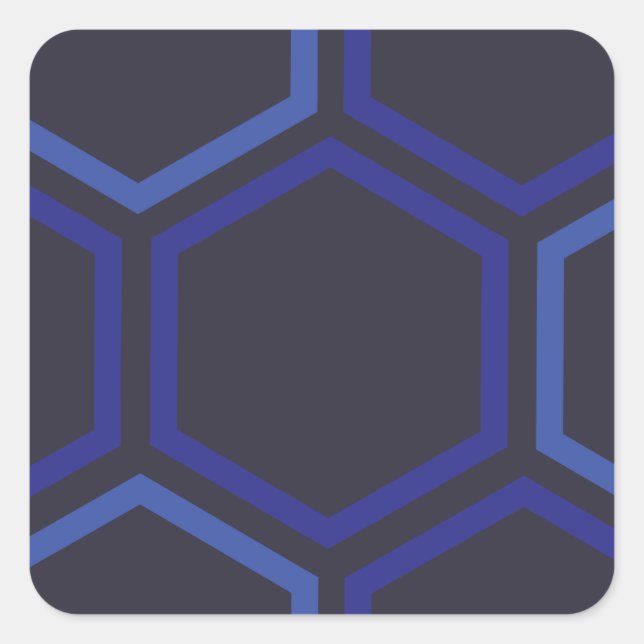 Sticker Carré Motif Hexagon bleu (Devant)