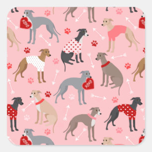 Sticker Carré Motif italien Greyhound Valentine