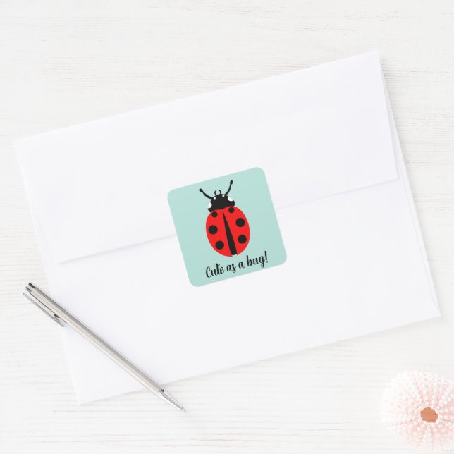 Sticker Carré Motif Ladybug (Enveloppe)