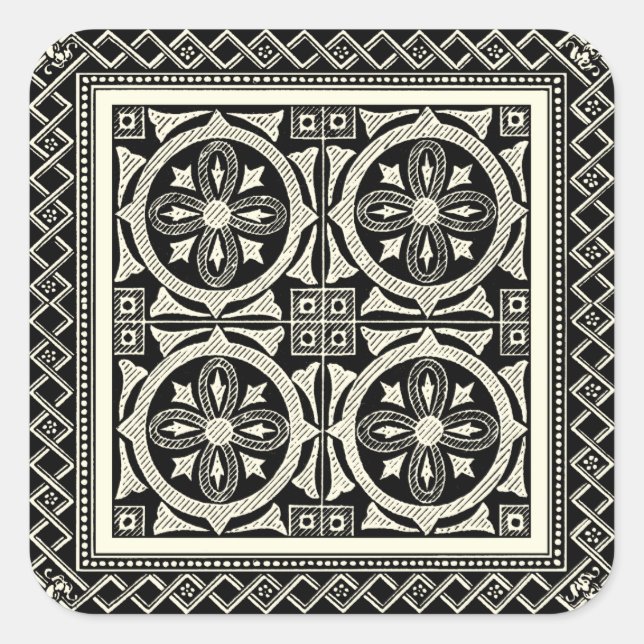 Sticker Carré Motif Mandala noir et blanc par Vision Studio (Devant)