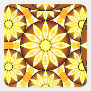 Sticker Carré Motif Mandala, tons marron et or