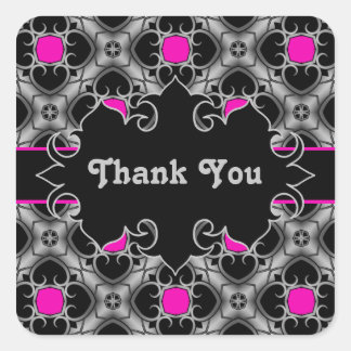 Sticker Carré Motif médiéval rose, gris et noir